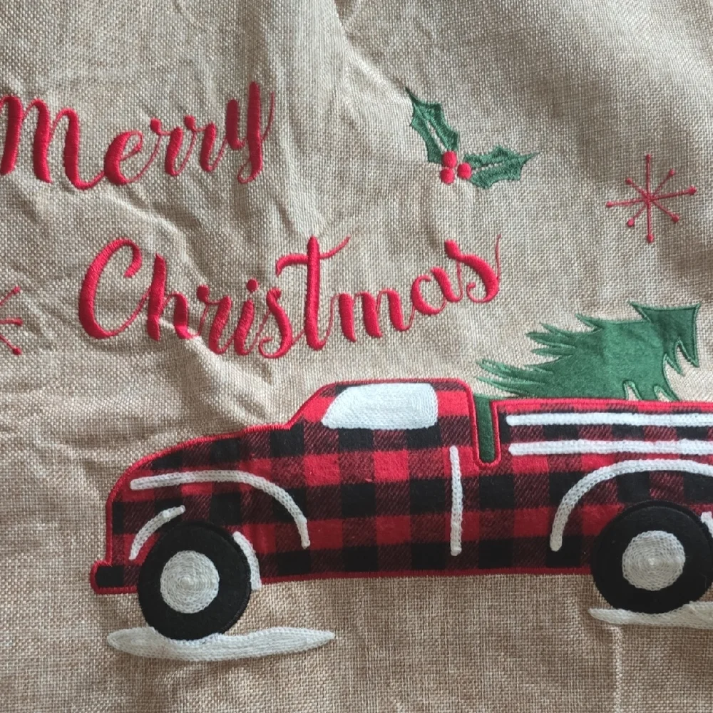 Plaid Red Truck Christmas Tree Skirt